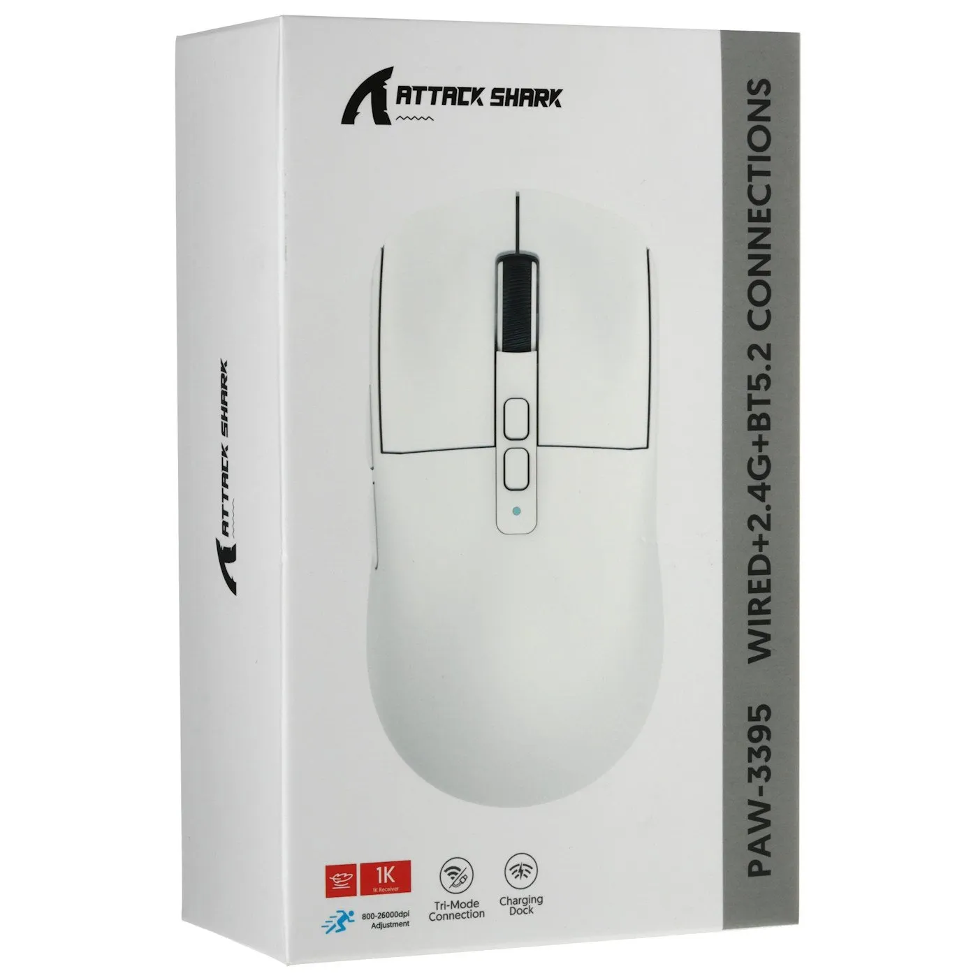 Мышь Attack Shark X6 Black, PAW3395, 26000 DPI, 2.4/BT/Wired, 80 Million Clicks, 500mAh, 49±3g — фото 5