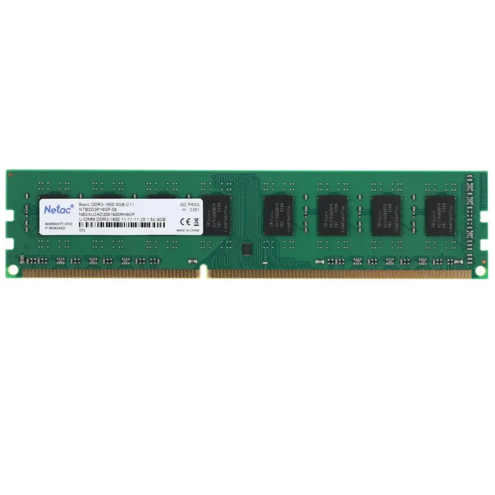 Модуль памяти Netac Basic, NTBSD3P16SP-08, DDR3 DIMM, 8Gb, 1600Mhz, C11 — фото 2