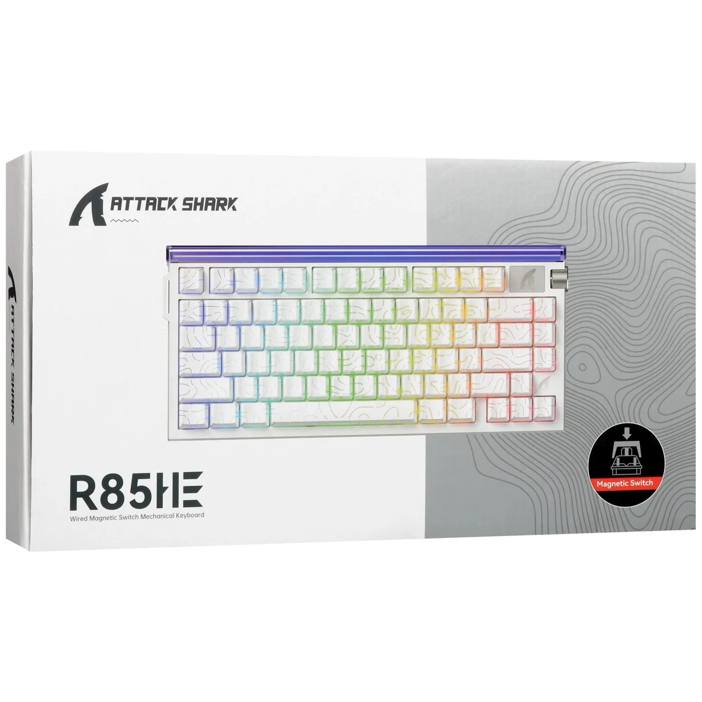 Клавиатура Attack Shark R85 HE White Contour, 75%, Magnetic Purple Mandrel, EN, Wired USB-C — фото 9