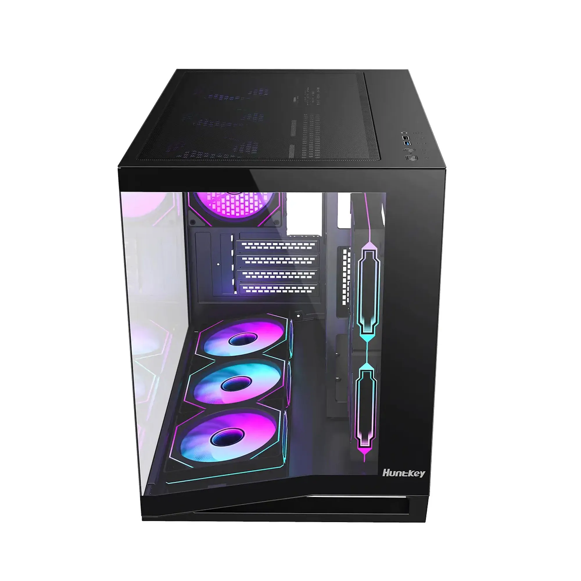 Компьютерный корпус Huntkey S960 V2 StormX, 1xUSB2.0, 1xUSB3.0, HD-Audio, mATX/Mini ITX(BTF), Black — фото 3