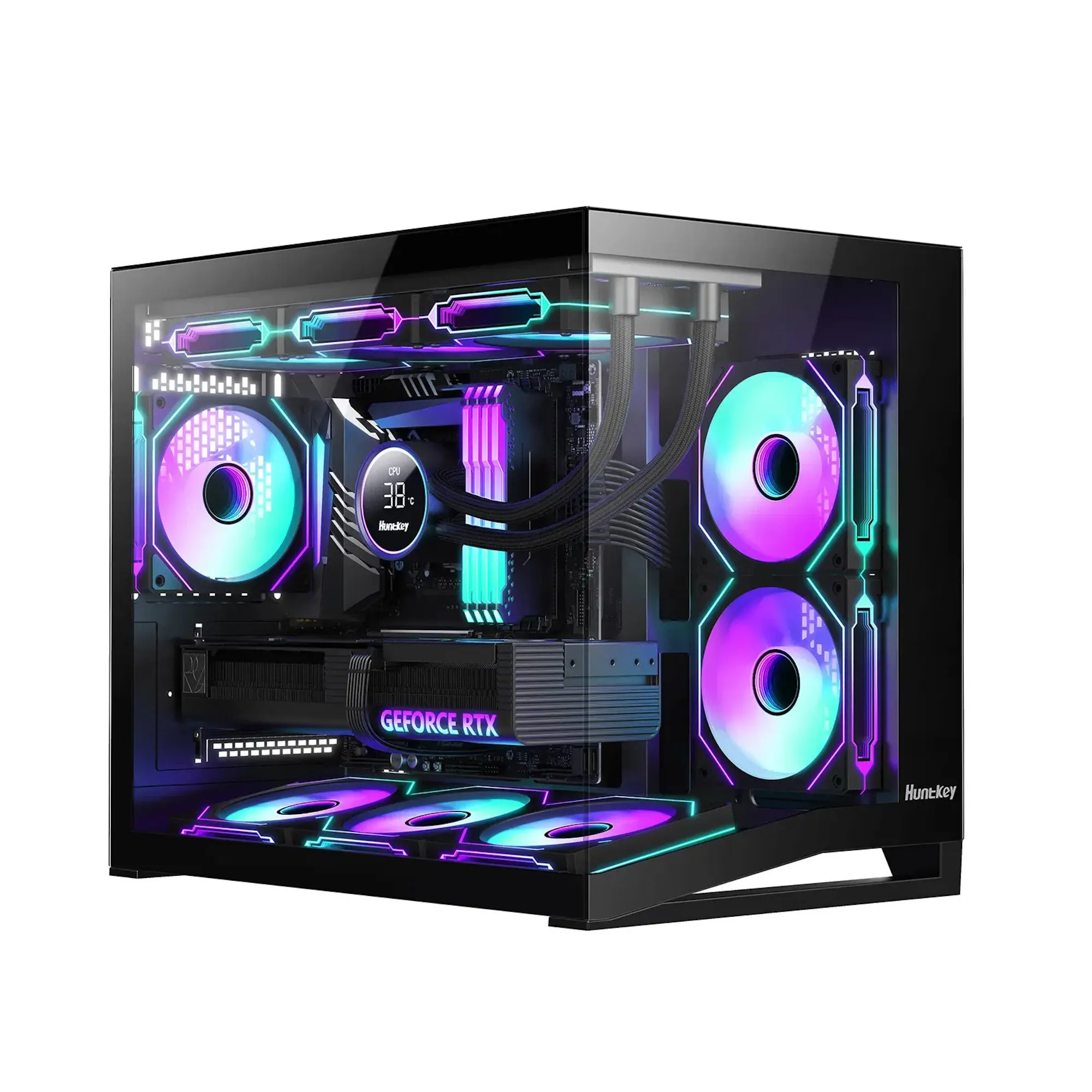 Компьютерный корпус Huntkey S960 V2 StormX, 1xUSB2.0, 1xUSB3.0, HD-Audio, mATX/Mini ITX(BTF), Black