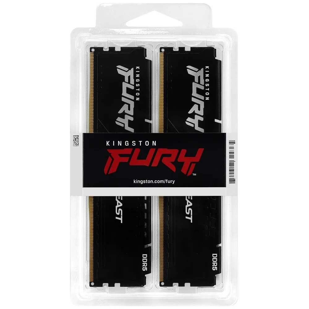 Оперативная память  32GB Kit (2x16) DDR5 6000MHz Kingston FURY Beast Black EXP CL30 KF560C30BBEK2-32 — фото 1