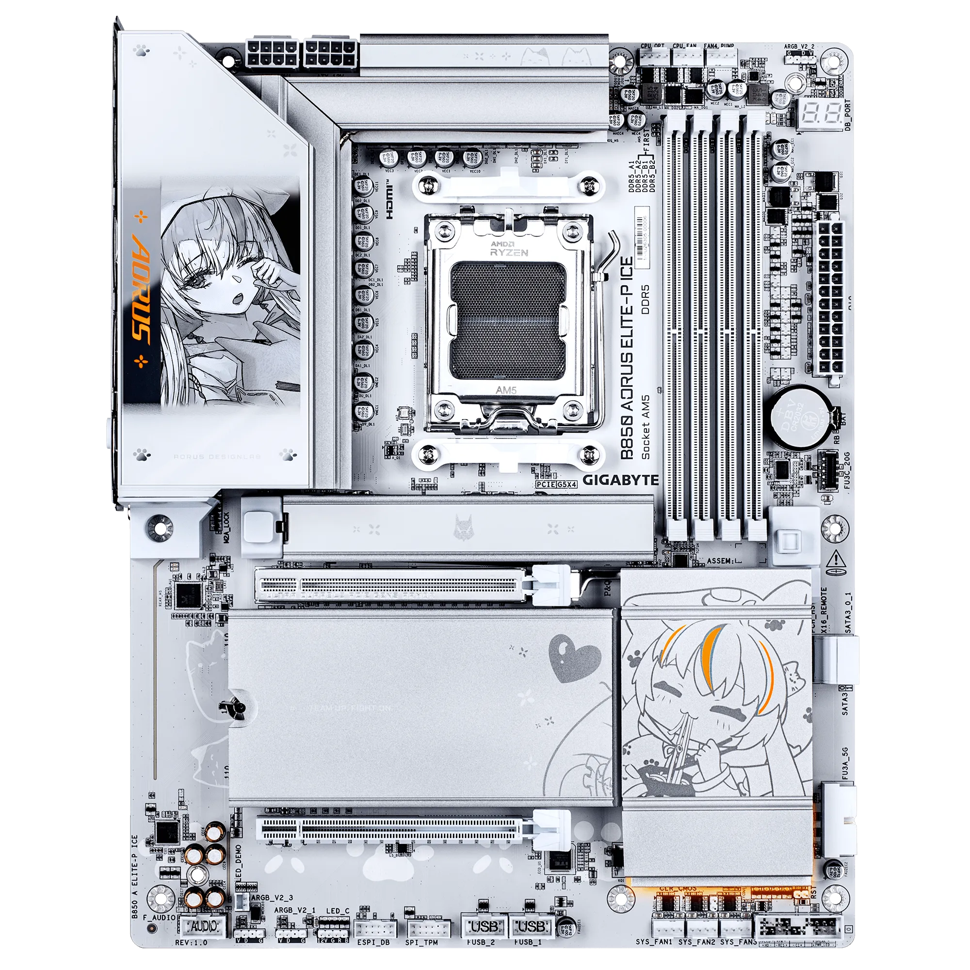 Материнская плата GIGABYTE B850 AORUS ELITE-P ICE, AM5, 4xDDR5, HDMI, 4xM.2, WiFi7, 5G LAN, BT, ATX — фото 3