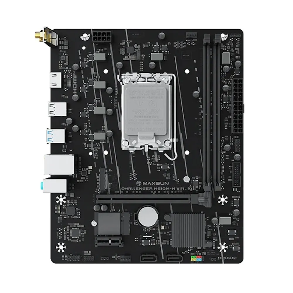 Материнская плата MaxSun Challenger H610M-H V1 WIFI, LGA1700, 2xDDR4, 1xM.2, 1xHDMI, BT4.2, mATX — фото 3
