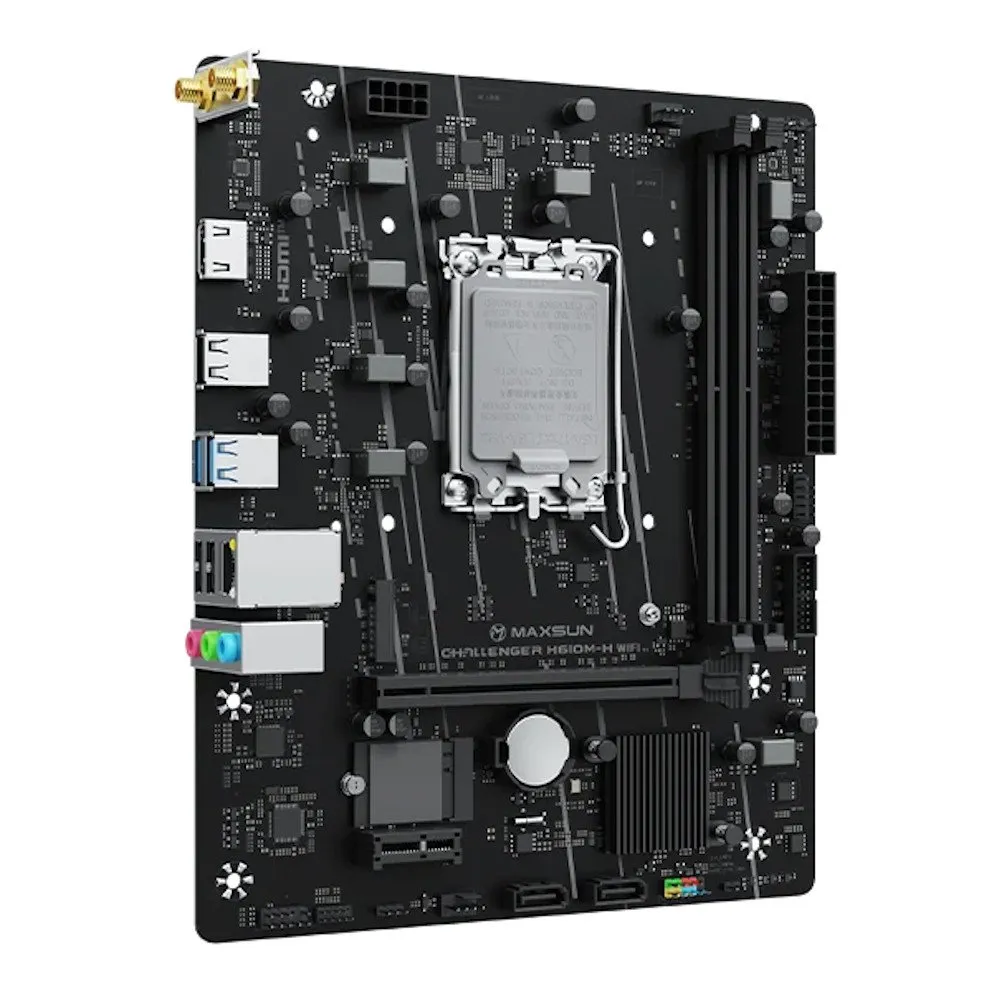 Материнская плата MaxSun Challenger H610M-H V1 WIFI, LGA1700, 2xDDR4, 1xM.2, 1xHDMI, BT4.2, mATX — фото 2