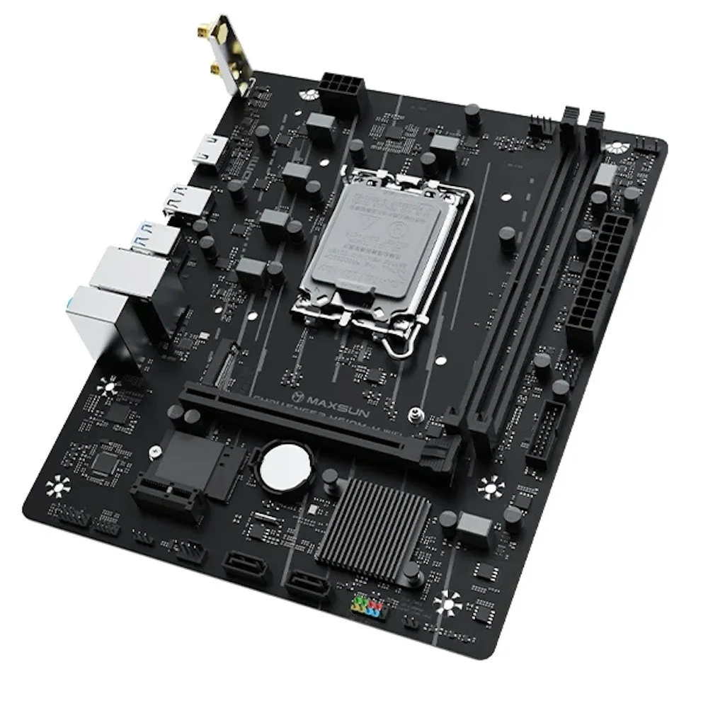 Материнская плата MaxSun Challenger H610M-H V1 WIFI, LGA1700, 2xDDR4, 1xM.2, 1xHDMI, BT4.2, mATX — фото 5