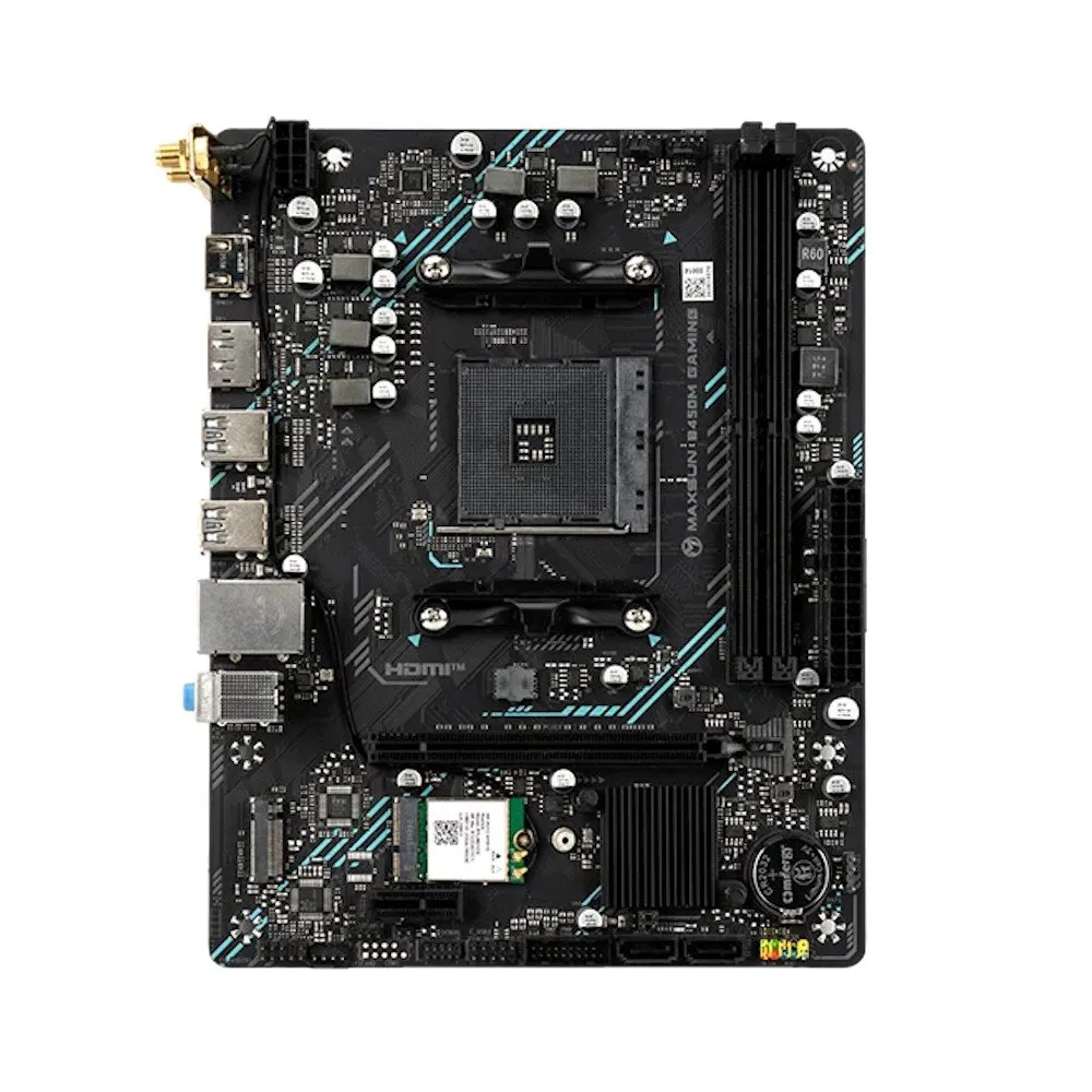 Материнская плата MaxSun MS-B450M GAMING WIFI, AM4, 2xDDR4, HDMI+DP, 2xSATA, 1xM.2, BT4.2, mATX — фото 3