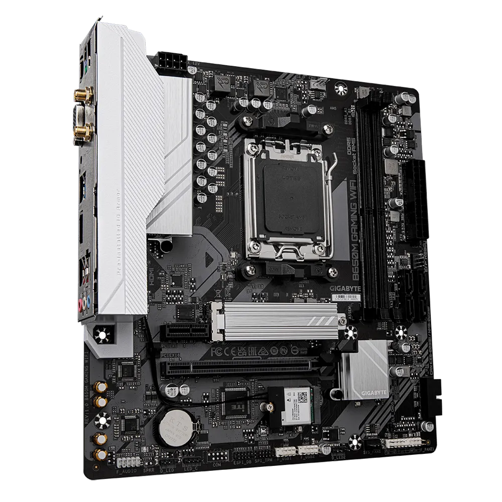 Материнская плата GIGABYTE B650M GAMING WIFI, AM5, 2xDDR5, PCIe4.0, HDMI+D-Sub, 1xM.2, Wi-Fi, mATX — фото 2