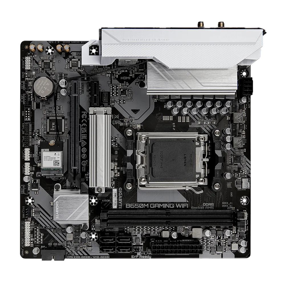Материнская плата GIGABYTE B650M GAMING WIFI, AM5, 2xDDR5, PCIe4.0, HDMI+D-Sub, 1xM.2, Wi-Fi, mATX — фото 3
