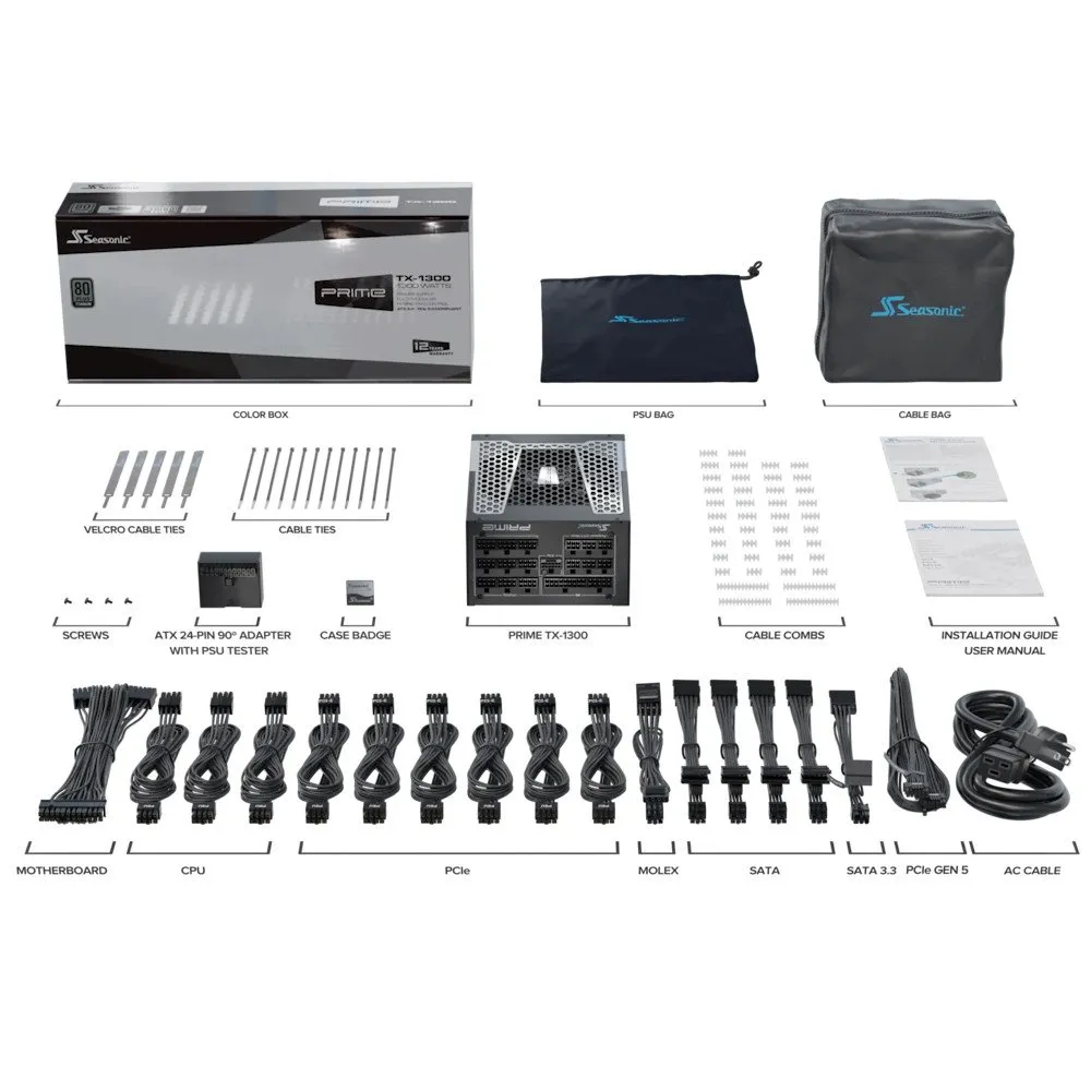 Блок питания ATX Seasonic Prime TX-1300, 1300W, Modular, 80 Plus Titanium, ATX 3.0 — фото 6