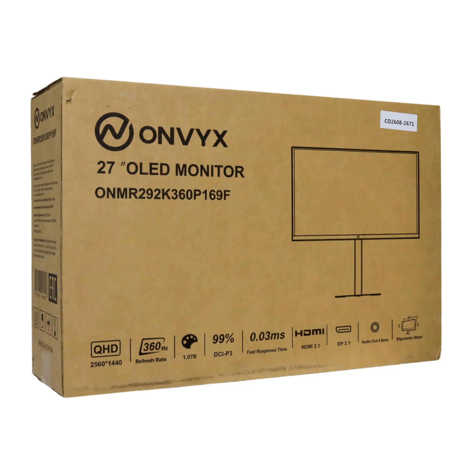 Монитор 27" ONVYX ONMR292K360P169F, QHD, OLED, Grade A+, 360Hz, 0.03ms, Egronomic stand, Black — фото 17