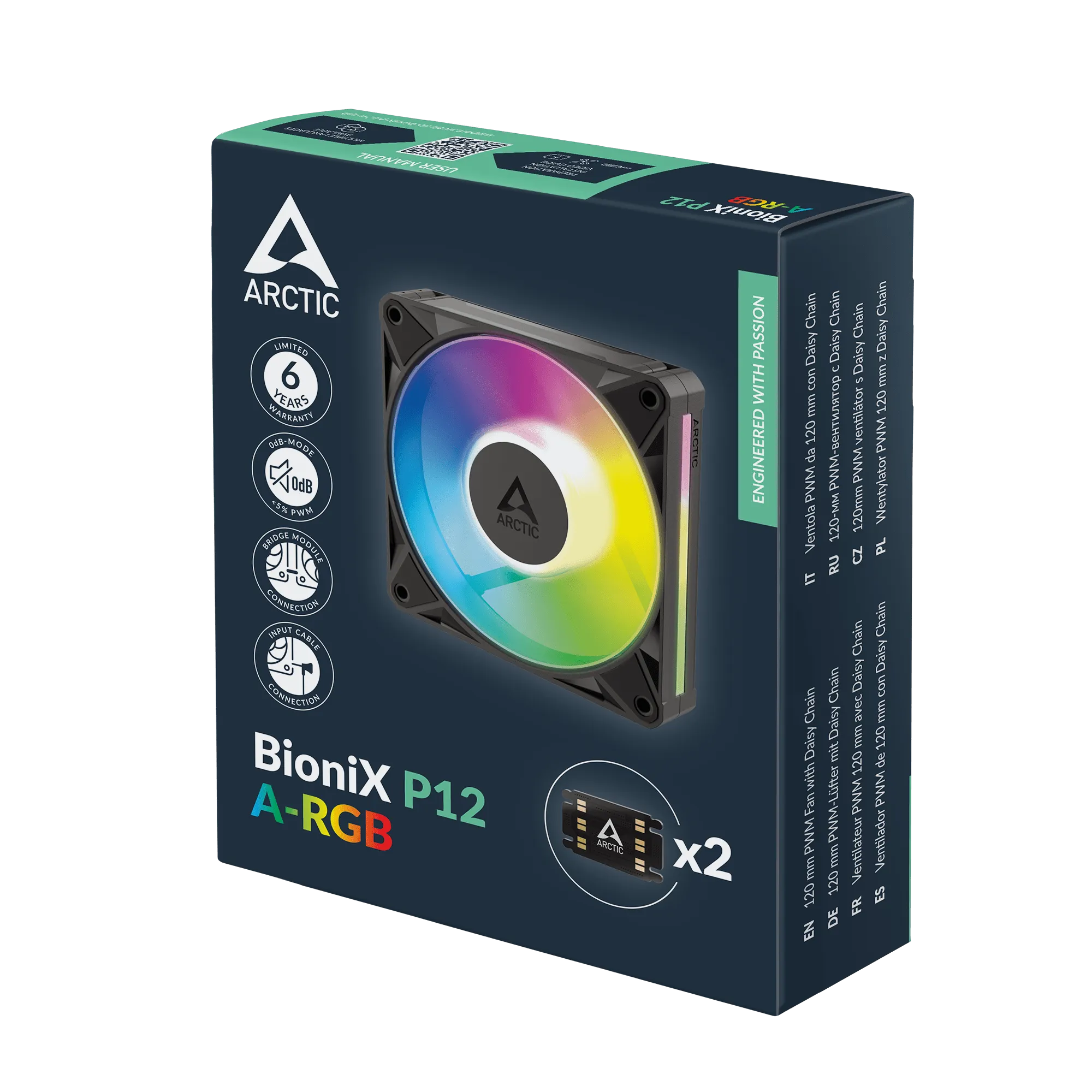 Кулер для корпуса ARCTIC BioniX P12 A-RGB, ACFAN00335A, 120мм, PWM, 450-3000об/мин, 76CFM, Black — фото 7