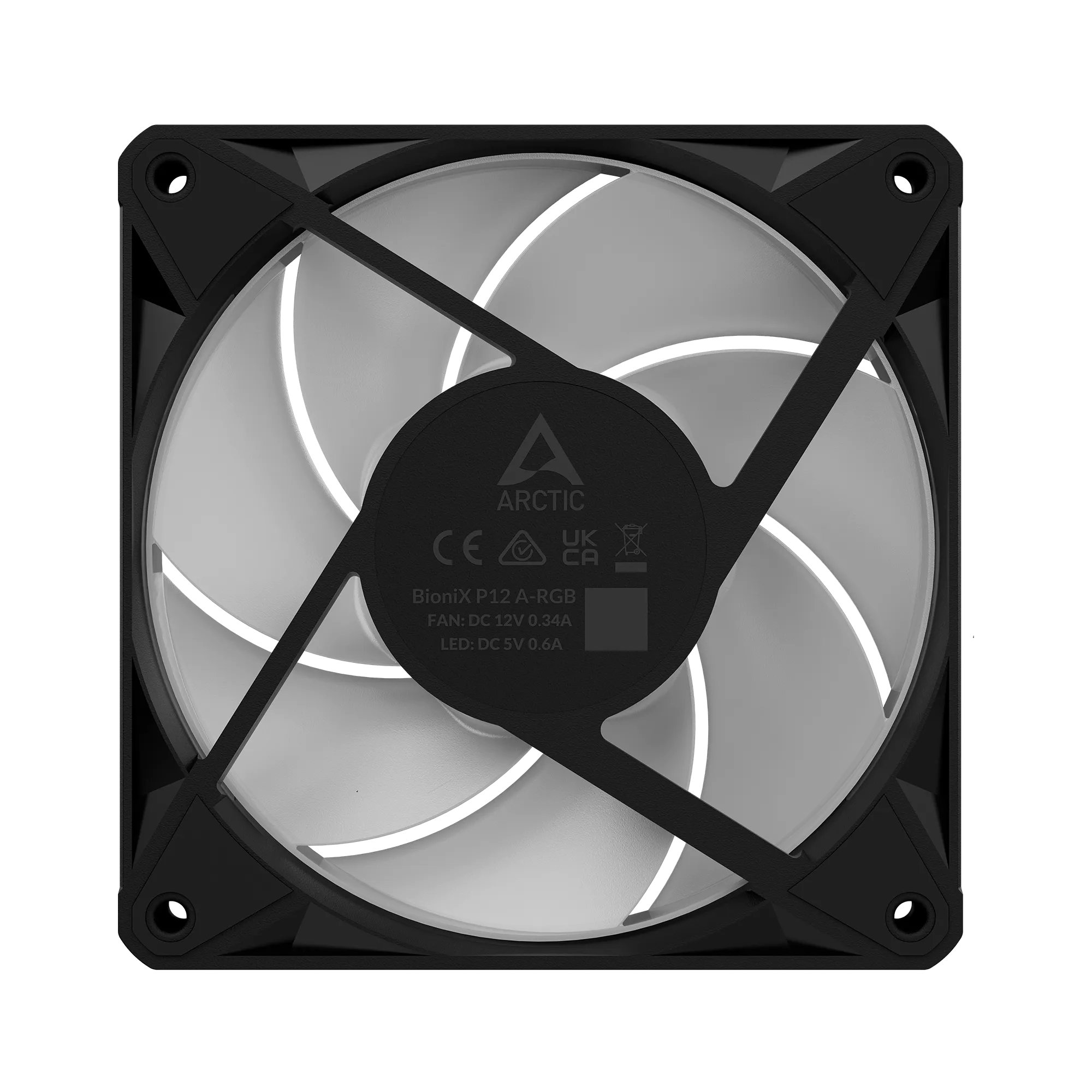 Кулер для корпуса ARCTIC BioniX P12 A-RGB 3-Pack, ACFAN00337A, 3x120мм, PWM, 450-3000об/мин, Black — фото 7
