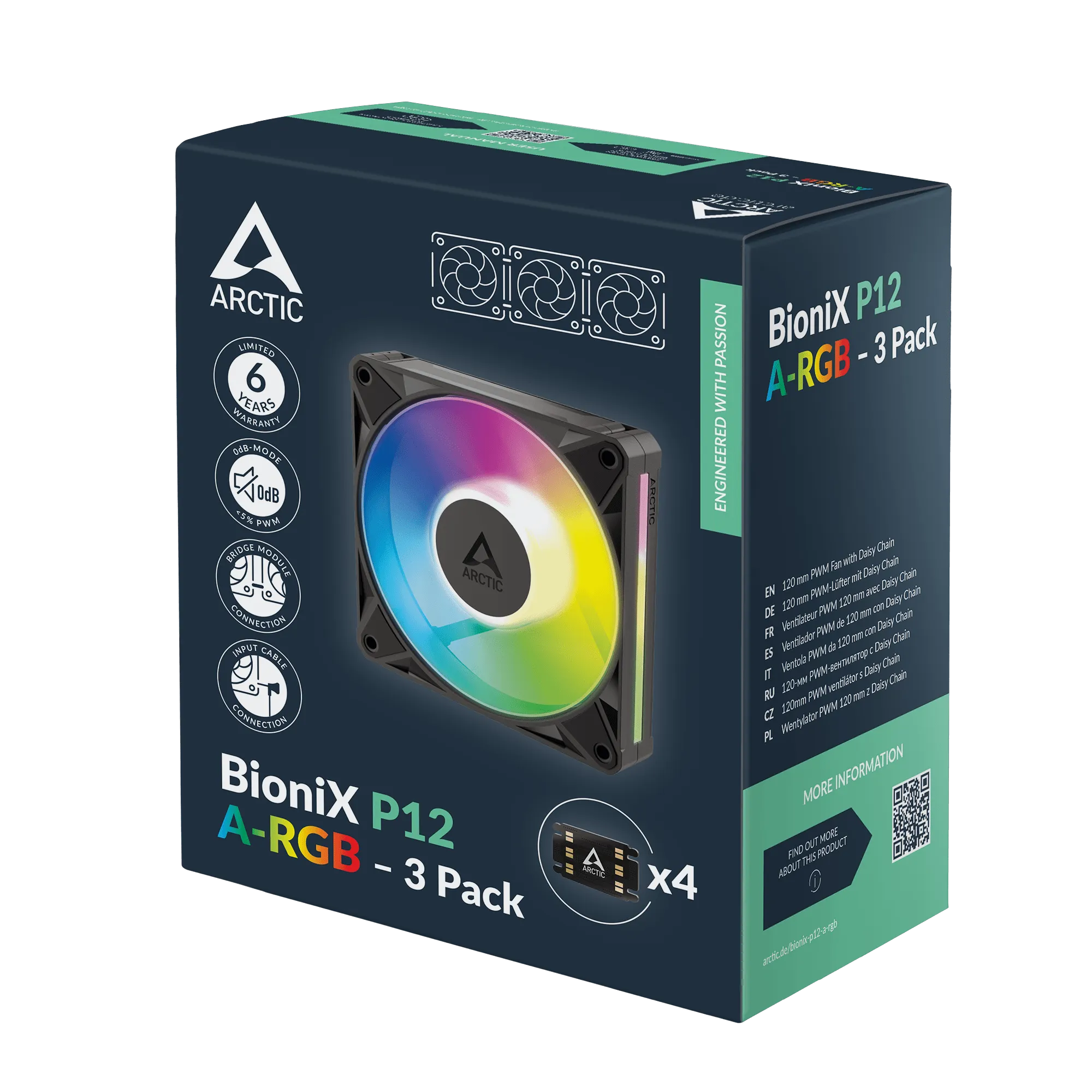 Кулер для корпуса ARCTIC BioniX P14 A-RGB 3-Pack, ACFAN00341A, 3x140мм, PWM, 400-2500об/мин, Black — фото 9