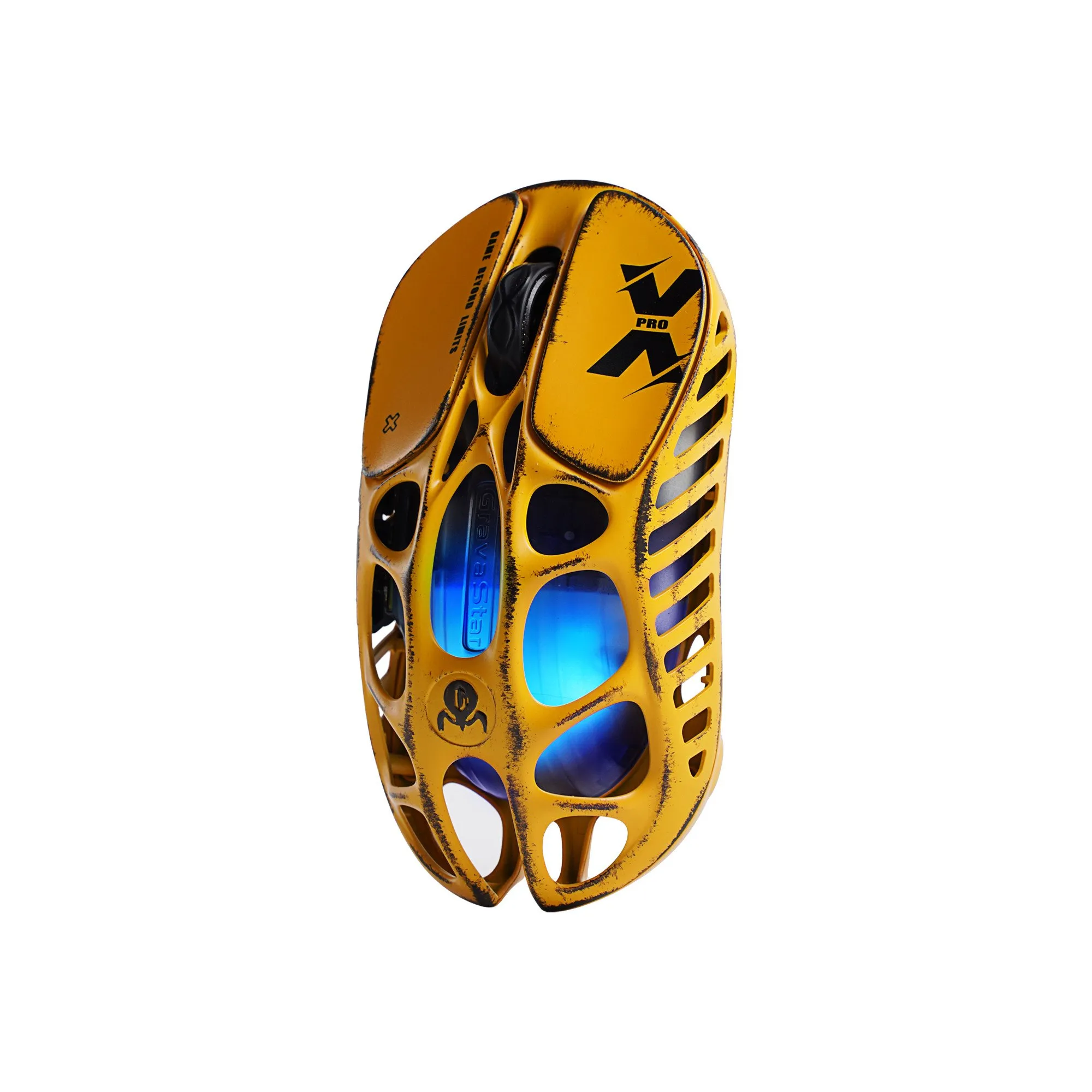 Мышь GravaStar Mercury XPro Battle-Worn Yellow, PAW3950, 32000 DPI, 2.4/BT/Wired, 49±3g