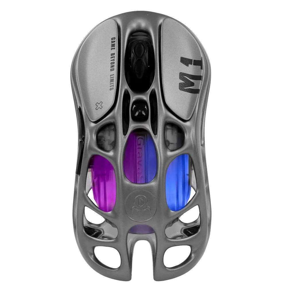 Мышь GravaStar Mercury M1 Pro Interstellar Silver, PAW3395, 26000 DPI, 2.4/BT/Wired, 88±3g