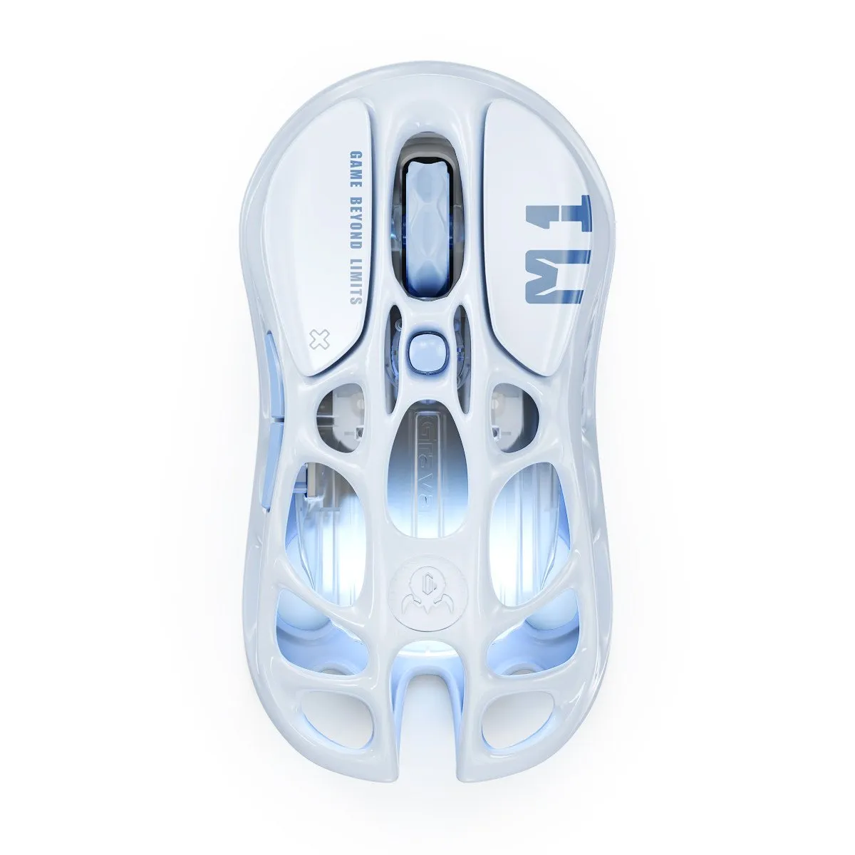 Мышь GravaStar Mercury M1 Pro Ice Blue, PAW3395, 26000 DPI, 2.4/BT/Wired, 88±3g