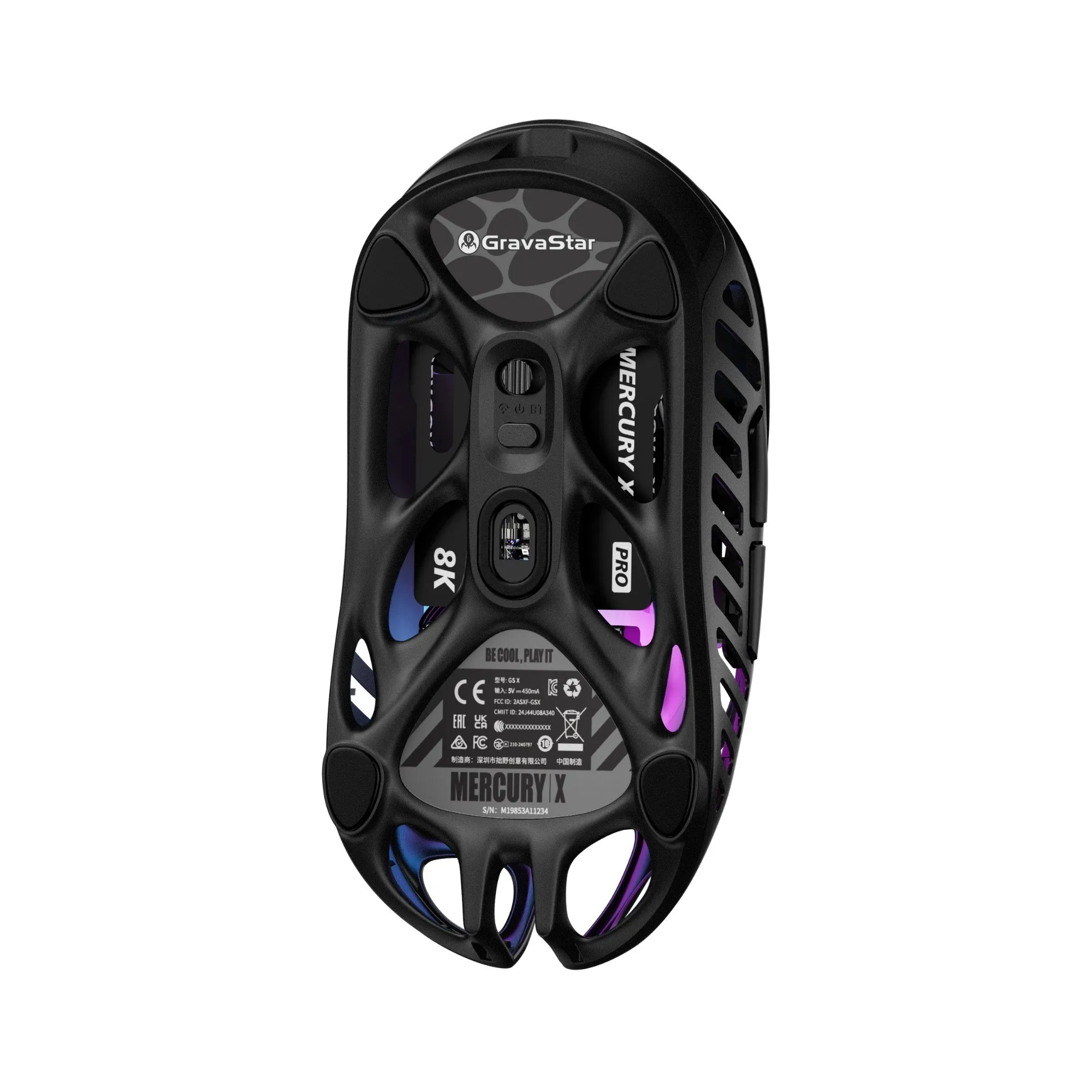 Мышь GravaStar Mercury X Galaxy Black, PAW3950, 32000dpi, 49g, 2.4/BT/Wired — фото 3