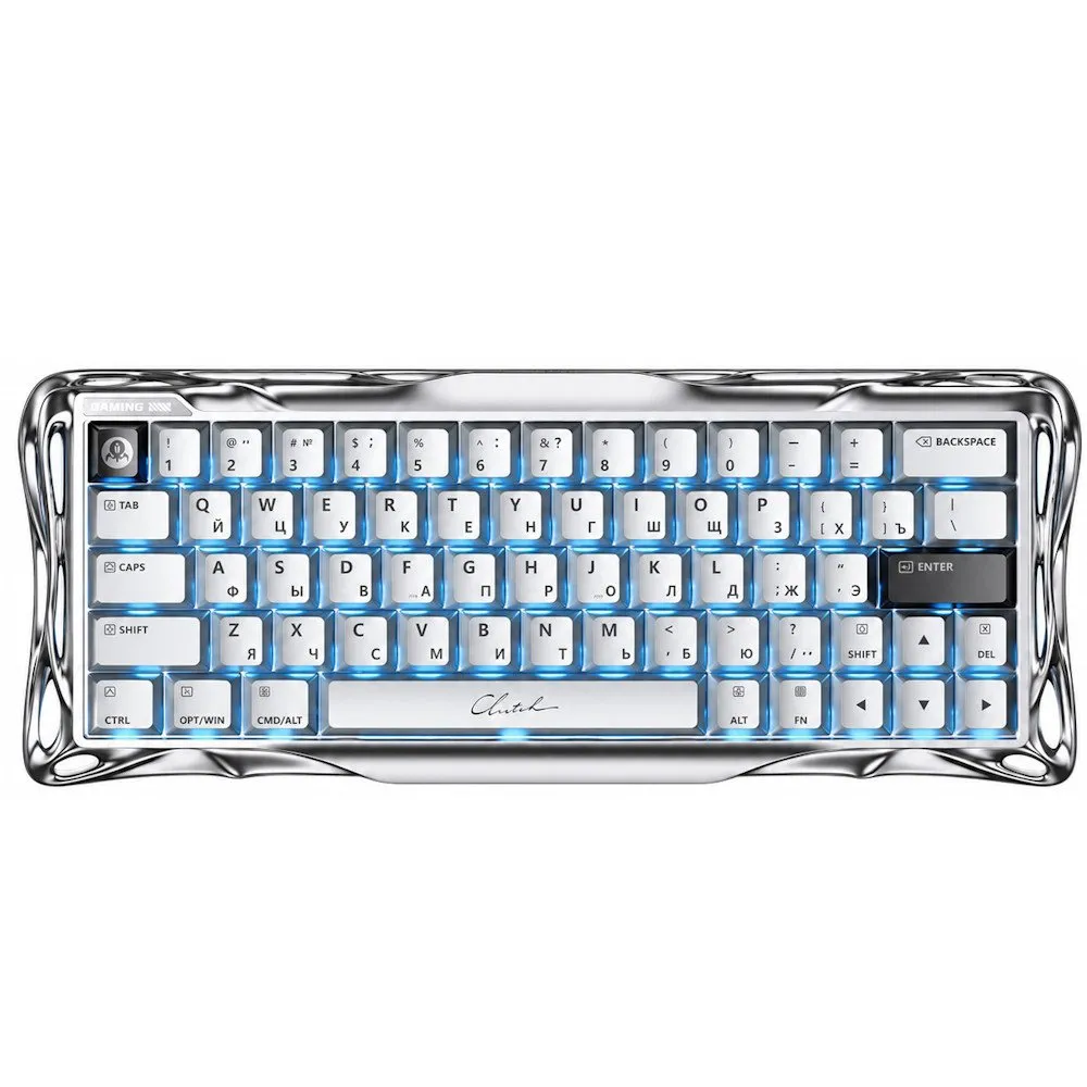 Клавиатура GravaStar Mercury V60 Pro, Chrome Silver, Magnetic Switch, 64 keys EN/RU, USB cable