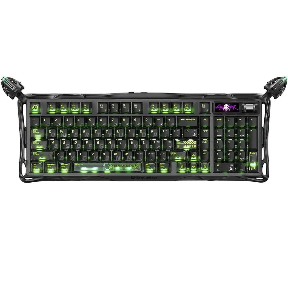 Клавиатура GravaStar Mercury K98 Pro, Phantom Black, Mechanical, 98 keys EN/RU, USB/BT/2.4GHz