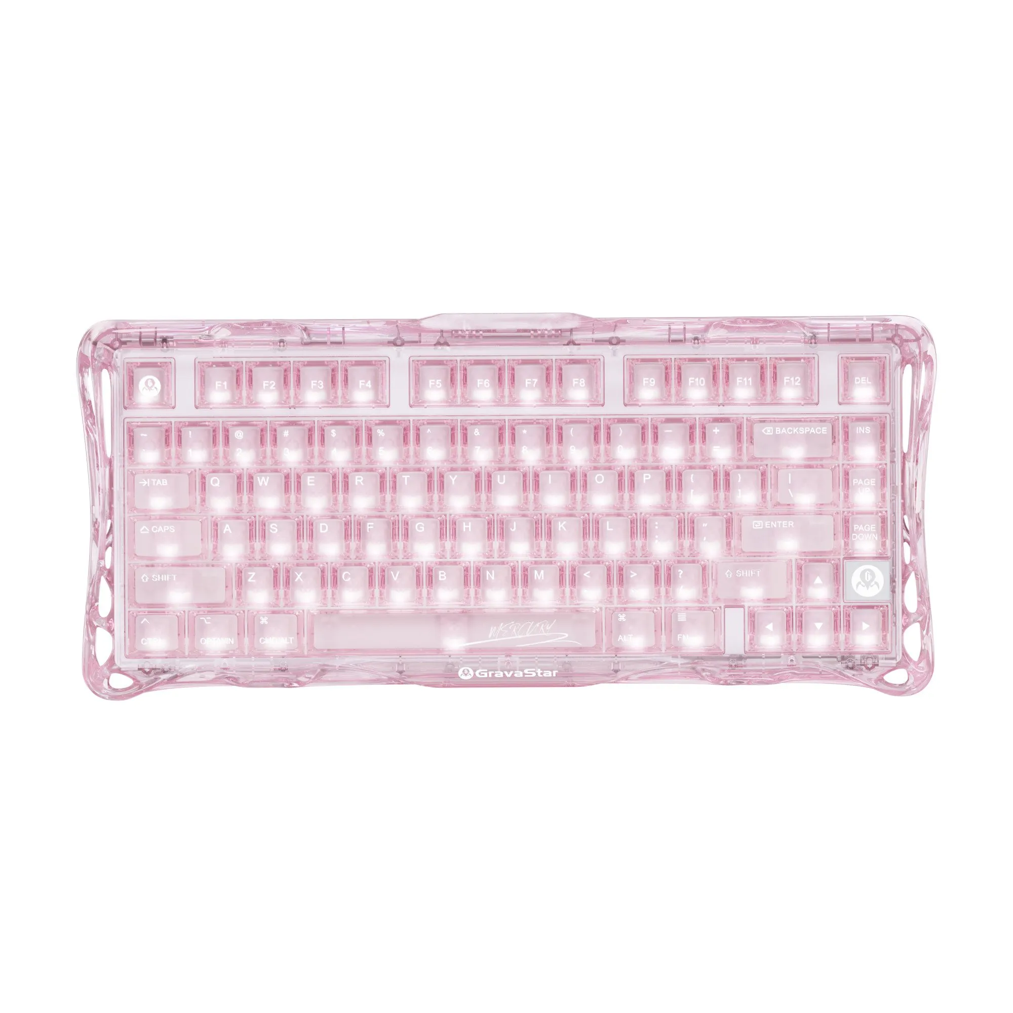 Клавиатура GravaStar Mercury K1 Lite, Crystal Rose, Mechanical, 80 keys EN, USB/BT/2.4GHz