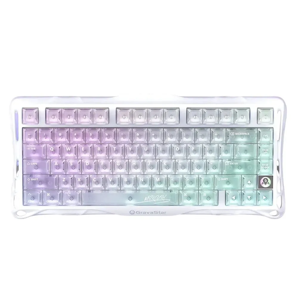 Клавиатура GravaStar Mercury K1 Lite, Crystal Aurora, Mechanical, 80 keys EN, USB/BT/2.4GHz