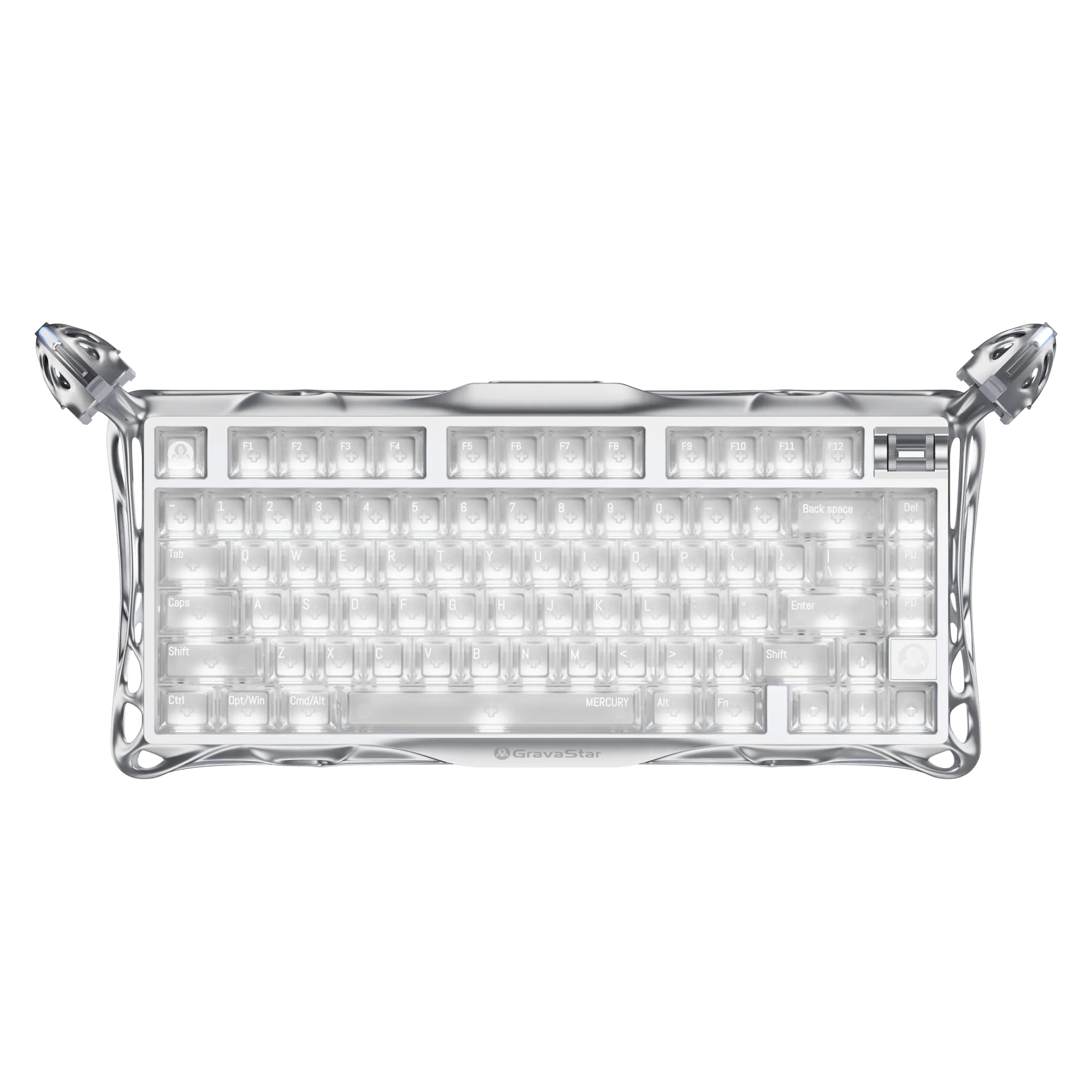 Клавиатура GravaStar Mercury K1 Pro, Ghost Silver, Mechanical, 79 keys EN, USB/BT/2.4GHz
