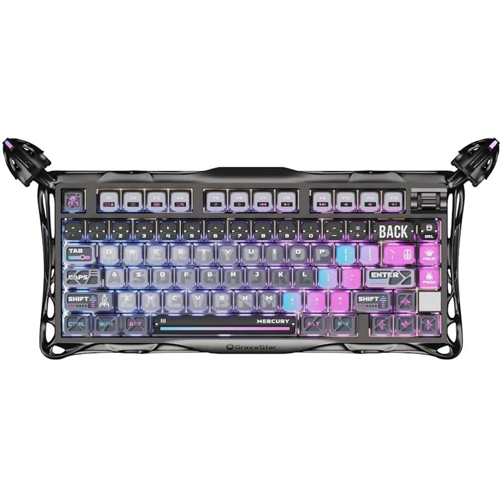 Клавиатура GravaStar Mercury K1 Pro, Cyberpunk, Mechanical, 79 keys EN/RU, USB/BT/2.4GHz
