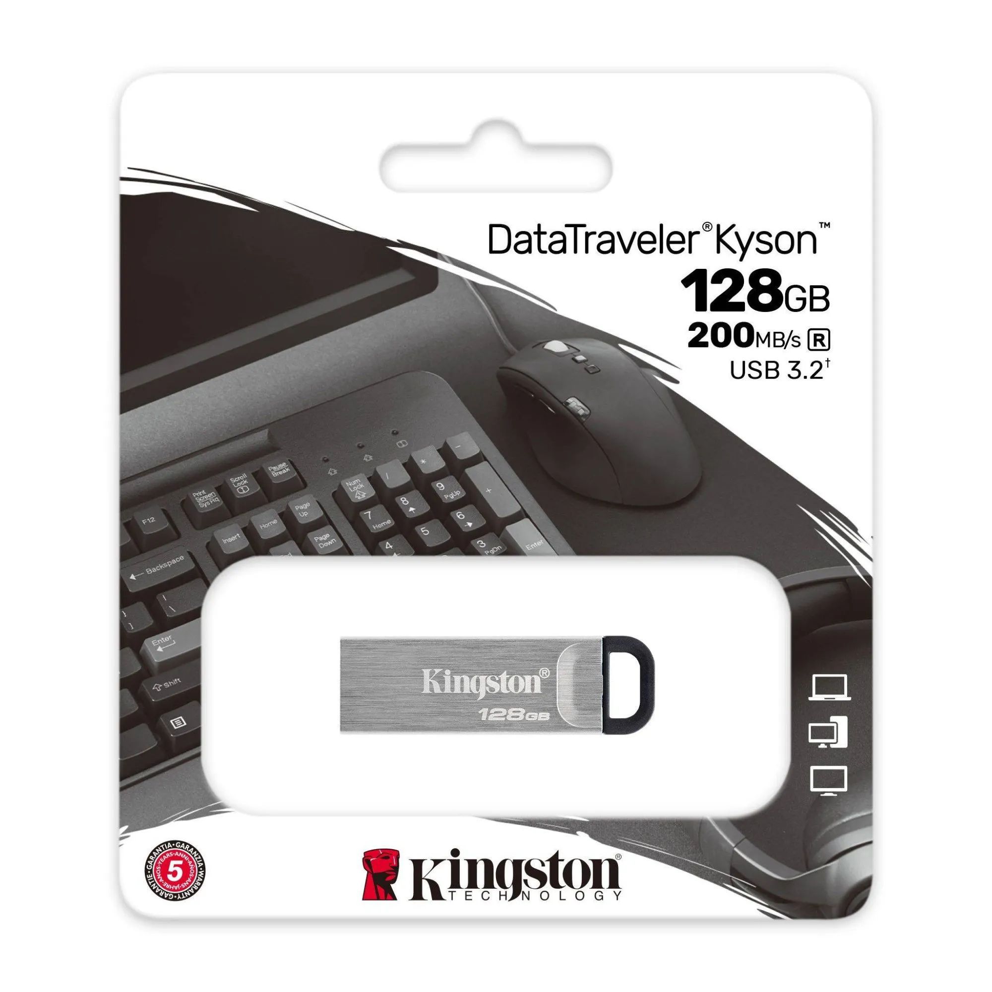 Флэш-накопитель Kingston 128Gb USB3.2 Gen1 Data Traveler Kyson (Metal Case) — фото 3