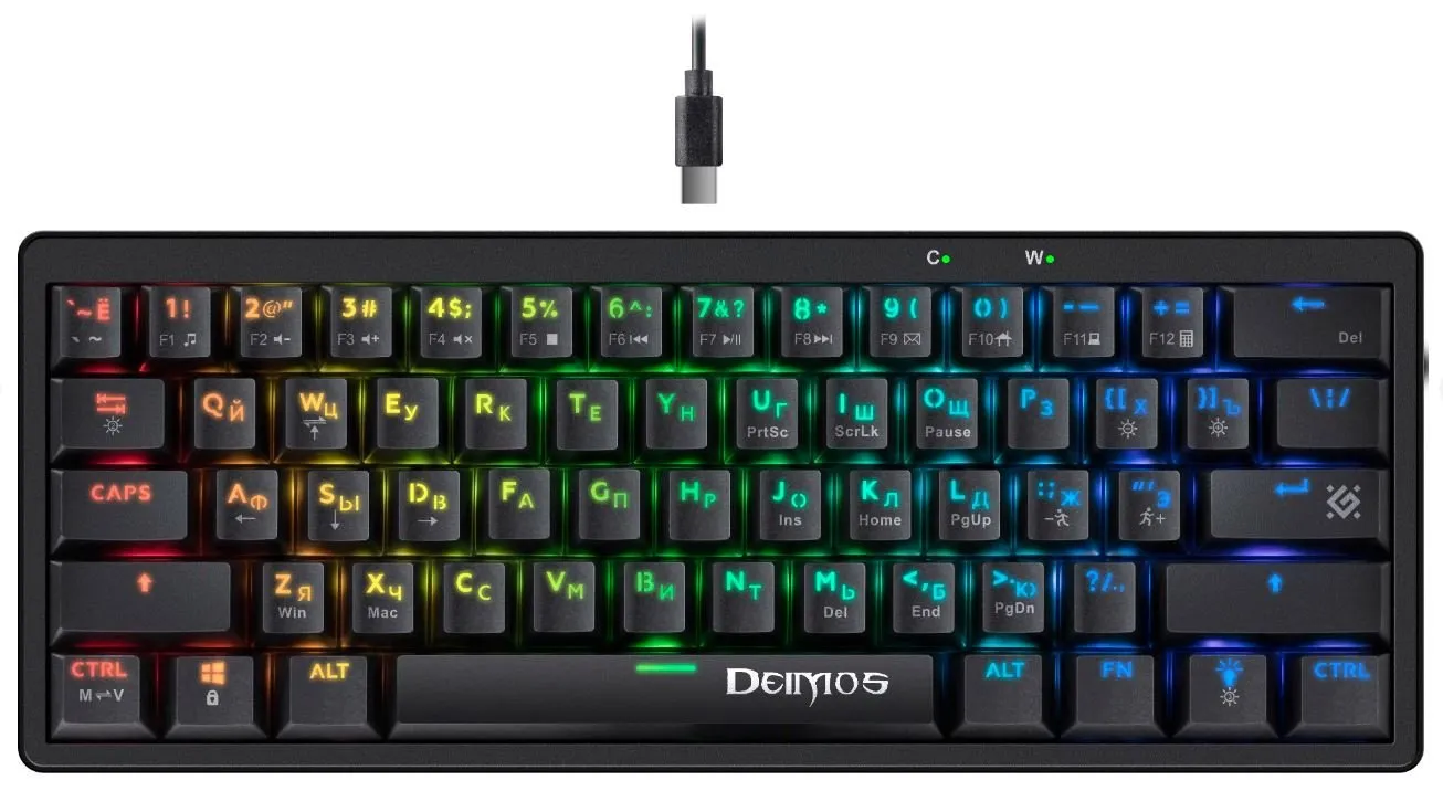 Клавиатура игровая механическая Defender Deimos GK-303 RU,RGB черный