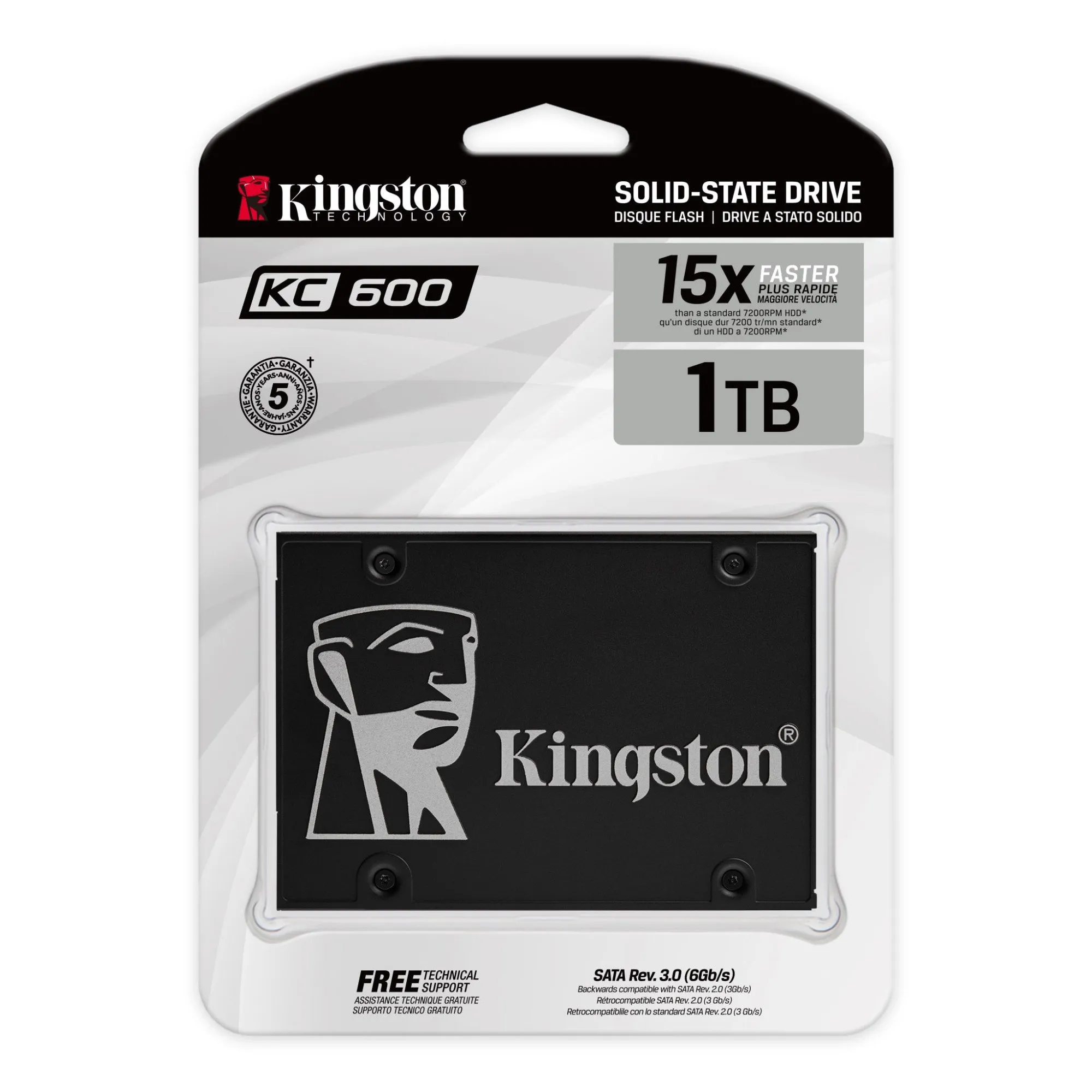 Kingston KC600 1024GB SSD, 2.5” 7mm, SATA 6 Gb/s, Read/Write: 550 / 520 MB/s, Random Read/Write IOPS 90K/80K — фото 1