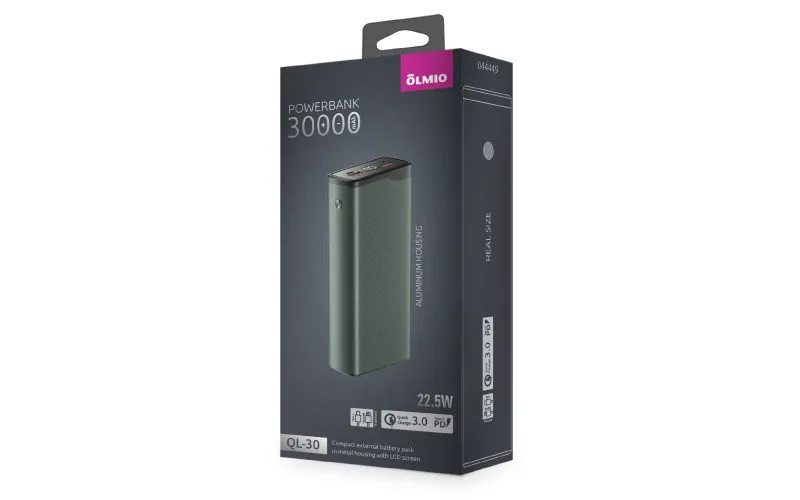 Зарядное устройство Power bank Olmio QL-30, 30000mAh, серый — фото 3