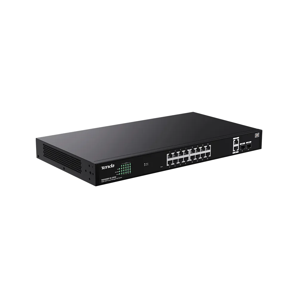 PoE-коммутатор с облачным управлением 18GE+2SFP Tenda TEG2220P-16-250W с 16-Port PoE черный — фото 4