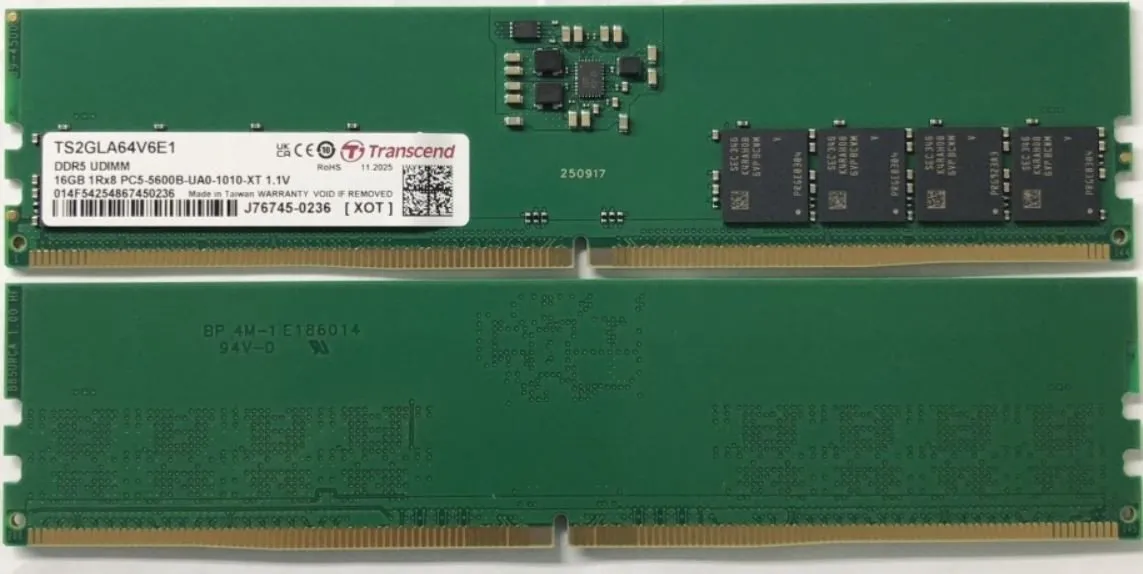 Память оперативная DDR5 Desktop Transcend TS2GLA64V6E1 16GB 5600 MT/s