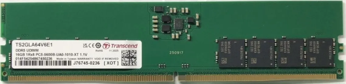 Память оперативная DDR5 Desktop Transcend TS2GLA64V6E1 16GB 5600 MT/s — фото 2