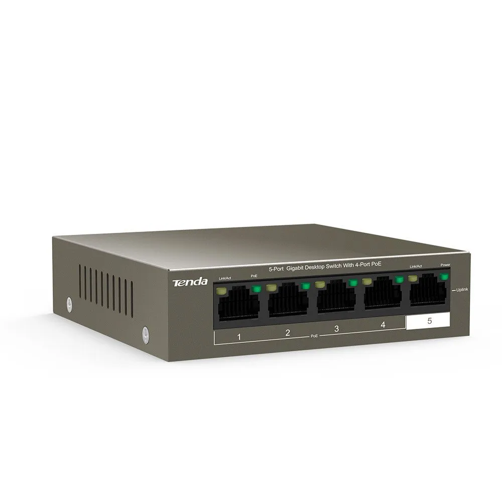 PoE-коммутатор Tenda TEG1105P-4-63W 5-port Gigabit Ethernet с 4-port PoE бронзовый — фото 4