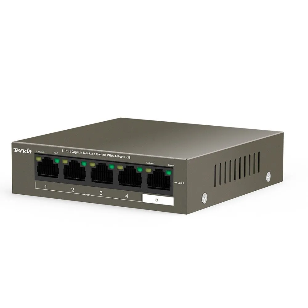 PoE-коммутатор Tenda TEG1105P-4-63W 5-port Gigabit Ethernet с 4-port PoE бронзовый — фото 3