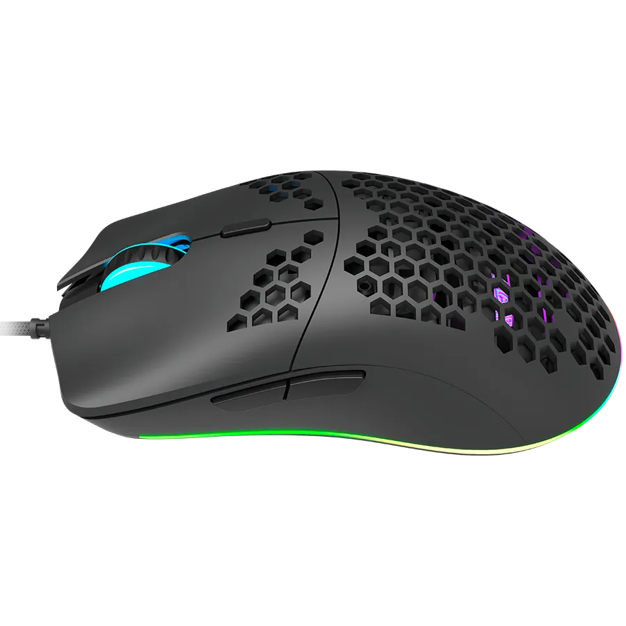 CANYON Puncher GM-11, Gaming Mouse with 7 programmable buttons, Pixart 3519 optical sensor, 4 levels of DPI and up to 4200, 5 million times key life, 1.65m Ultraweave cable, UPE feet and colorful RGB lights, Black, size:128.5x67x37.5mm, 105g — фото 3