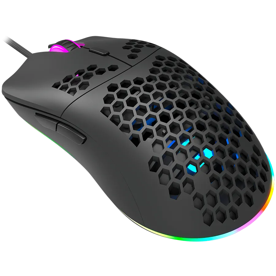CANYON Puncher GM-11, Gaming Mouse with 7 programmable buttons, Pixart 3519 optical sensor, 4 levels of DPI and up to 4200, 5 million times key life, 1.65m Ultraweave cable, UPE feet and colorful RGB lights, Black, size:128.5x67x37.5mm, 105g — фото 2