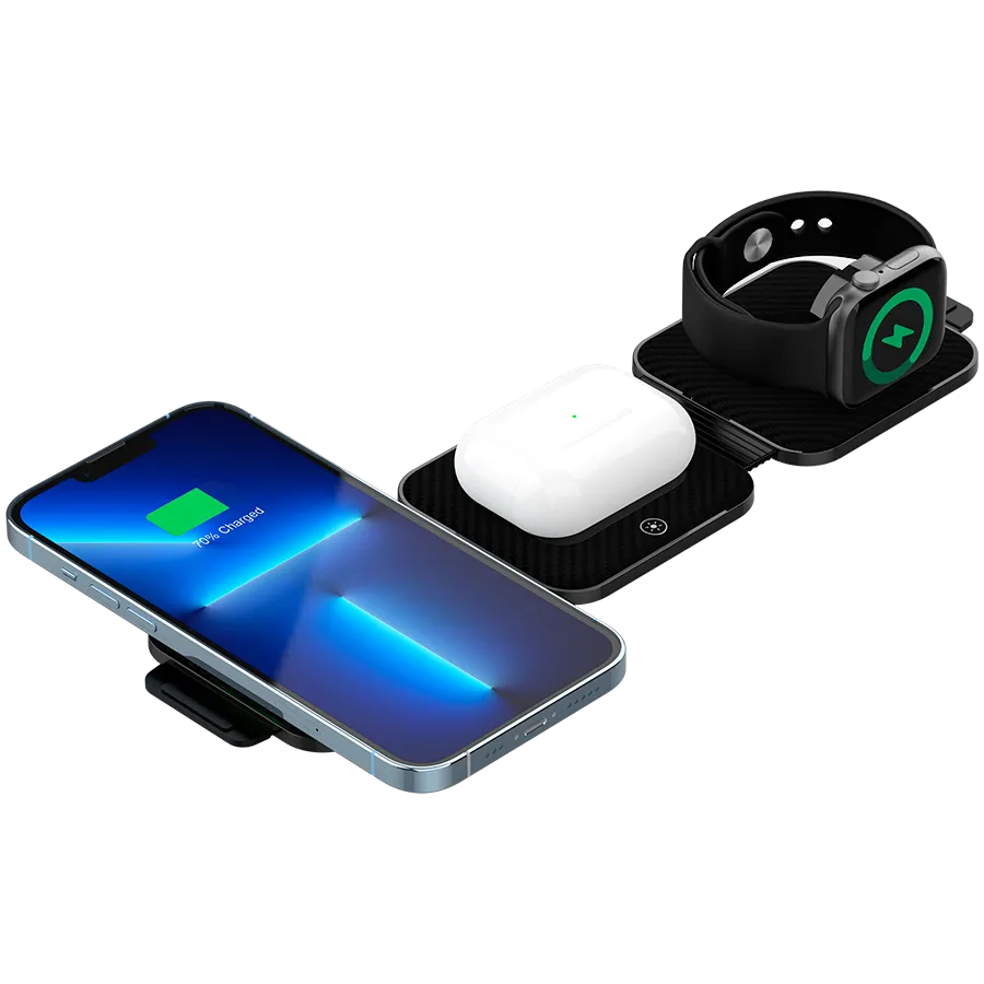 CANYON wireless charger WS-305 15W 3in1 Foldable Black — фото 2