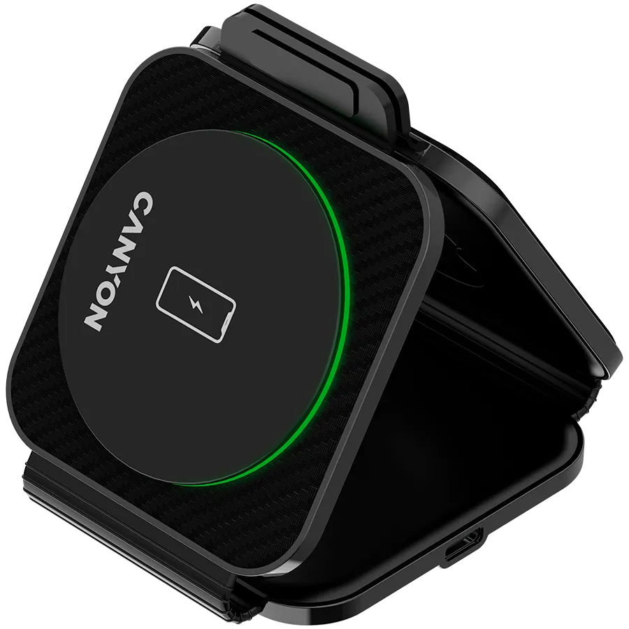 CANYON wireless charger WS-305 15W 3in1 Foldable Black — фото 5