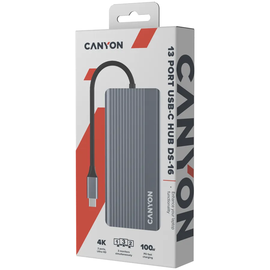 CANYON hub DS-16 13in1 4k USB-C Grey — фото 7