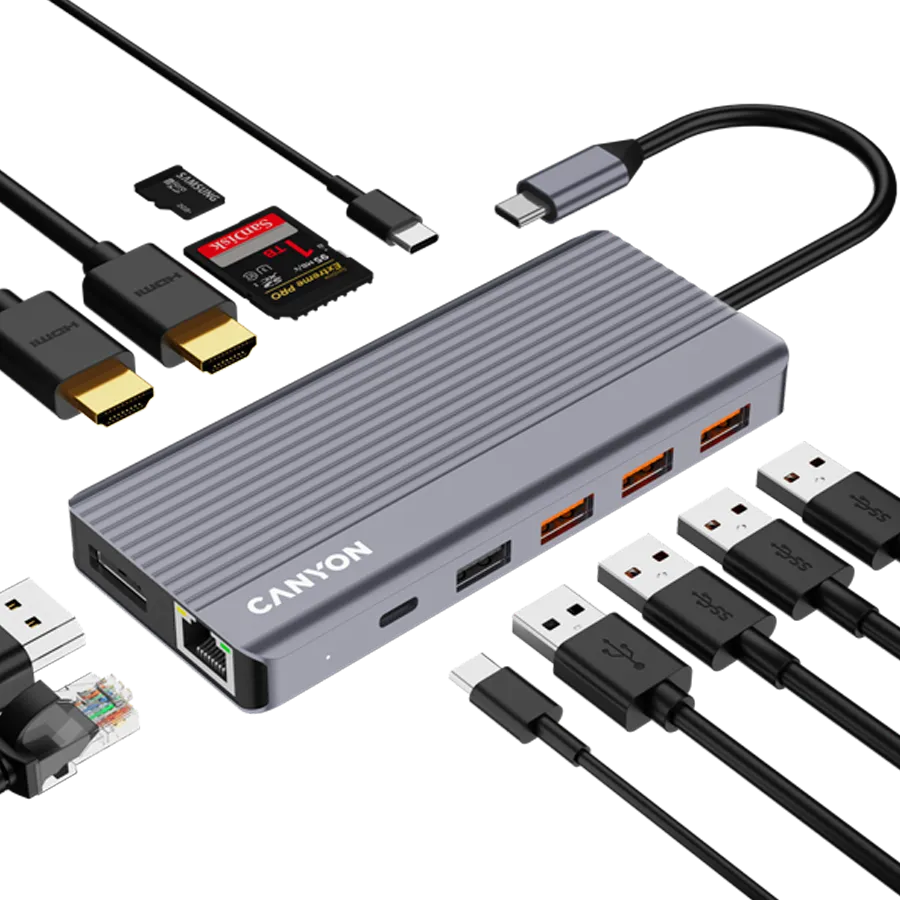 CANYON hub DS-16 13in1 4k USB-C Grey — фото 6
