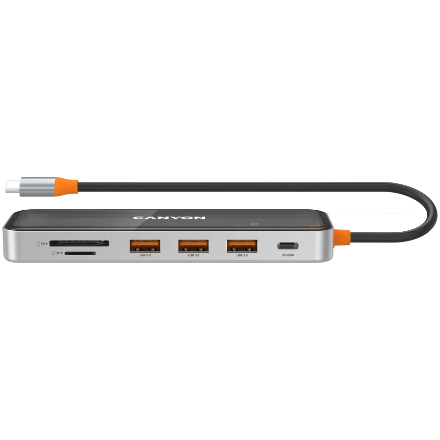 CANYON hub DS-13 7in1 4k USB-C Transparent Space Grey — фото 4