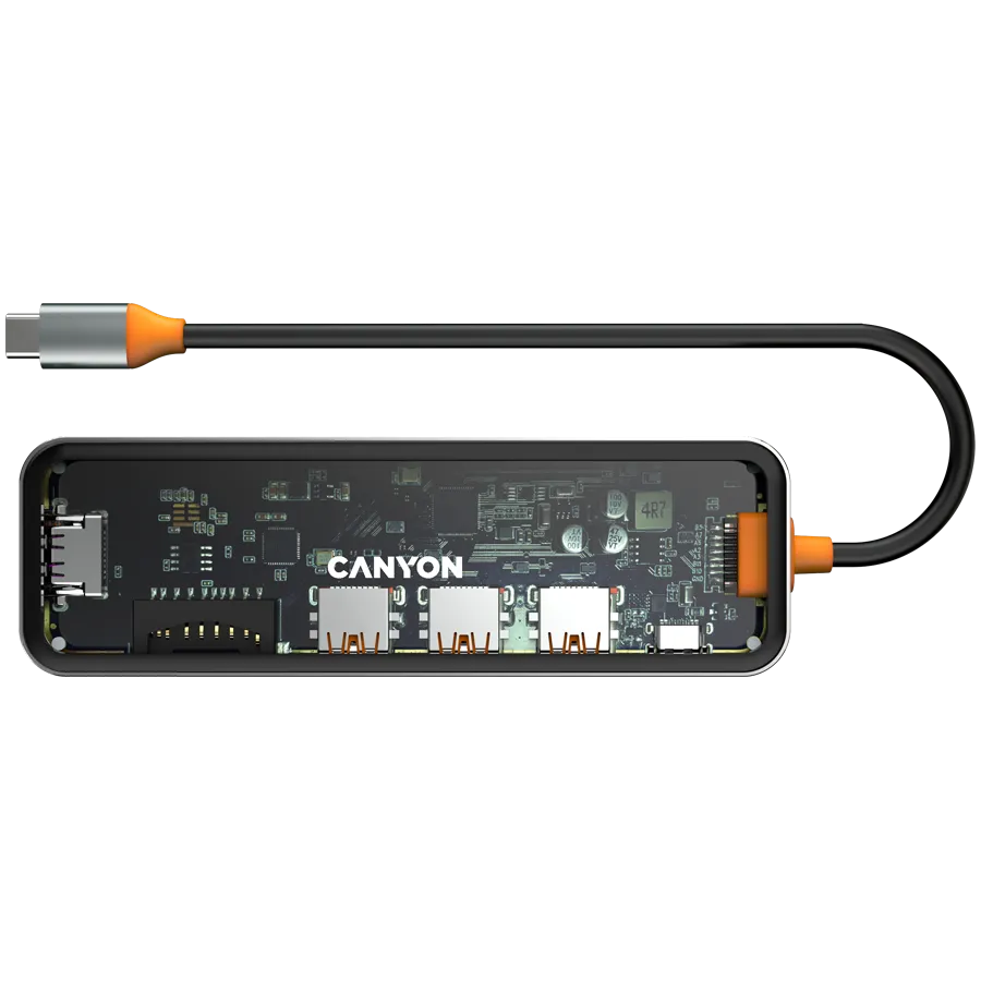 CANYON hub DS-13 7in1 4k USB-C Transparent Space Grey — фото 5