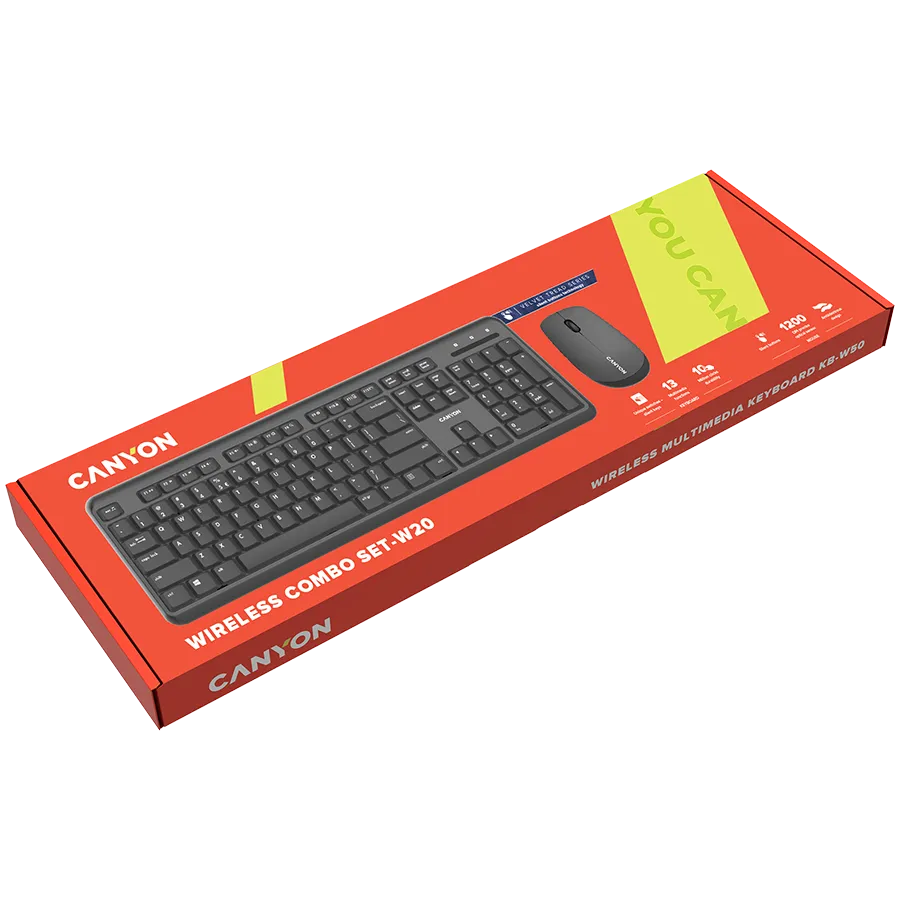 CANYON SET-W20 EN/HU Keyboard+Mouse Velvet Wireless Black — фото 3