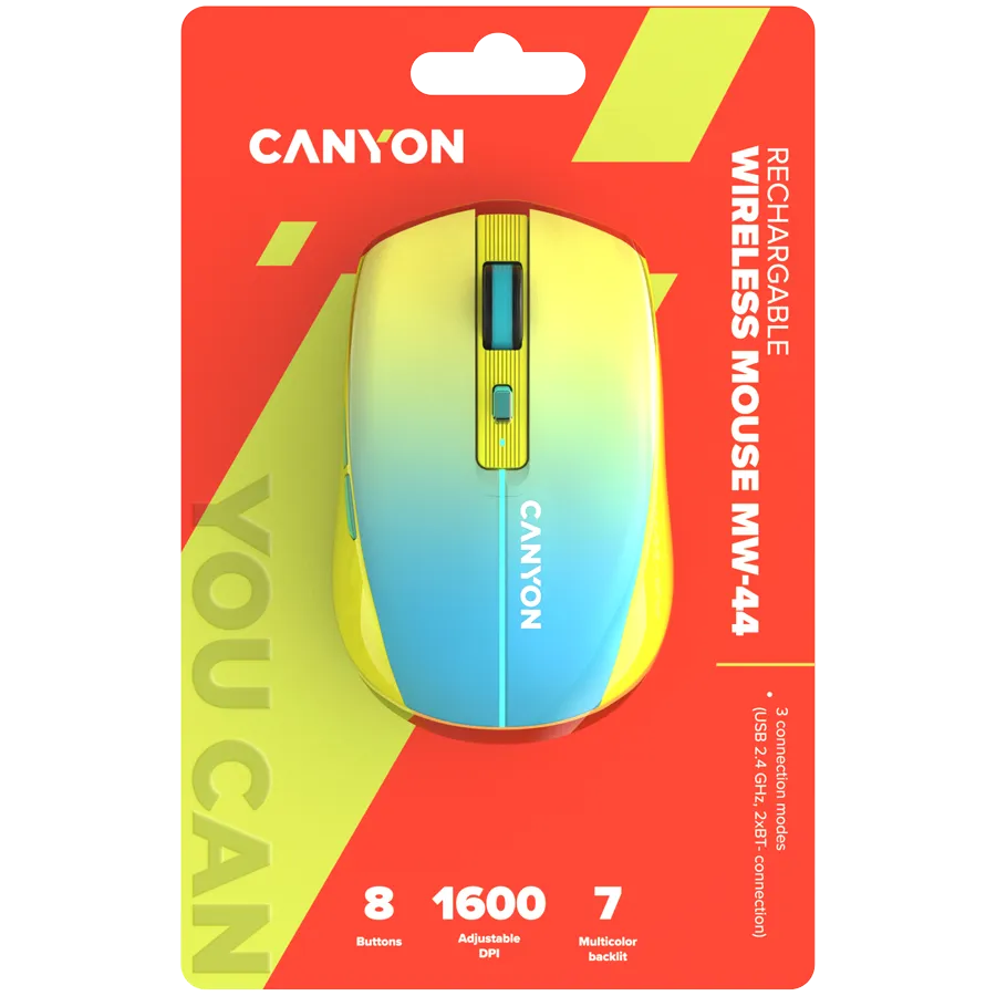 CANYON mouse MW-44  Wireless Charge Yellow Blue — фото 6