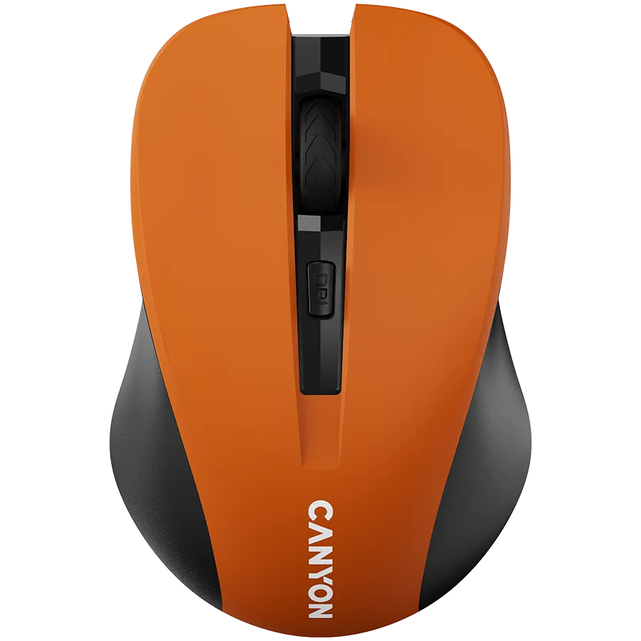 CNE-CMSW1O CANYON мышь, цвет - оранжевый, беспроводная 2.4 Гц, DPI 800/1000/1200 DPI, 3 кнопки и колесо прокрутки, прорезиненное покрытие