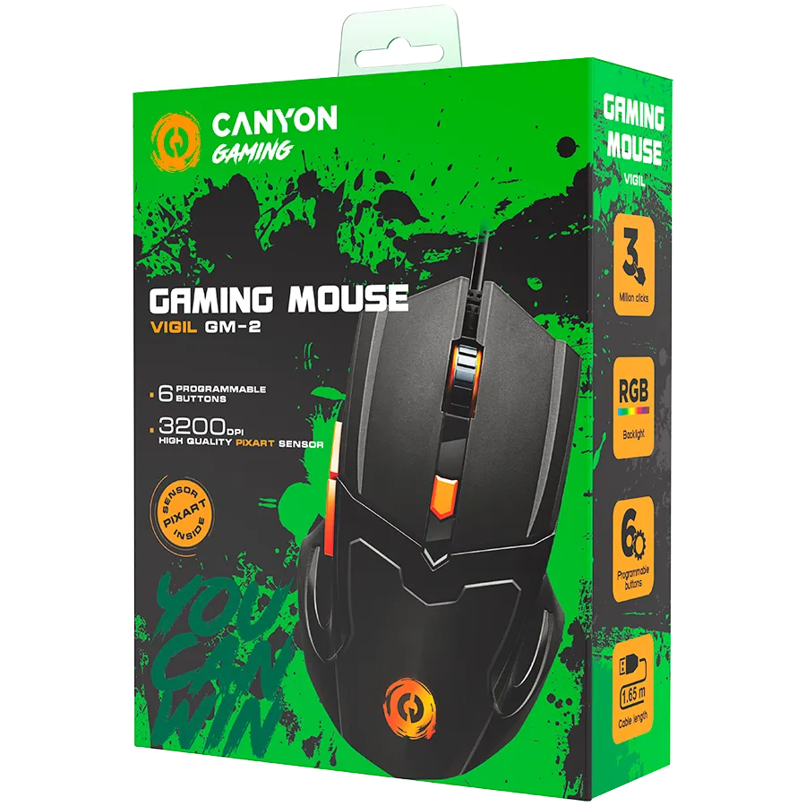 CANYON mouse Vigil GM-2 RGB 6buttons Wired Black — фото 6