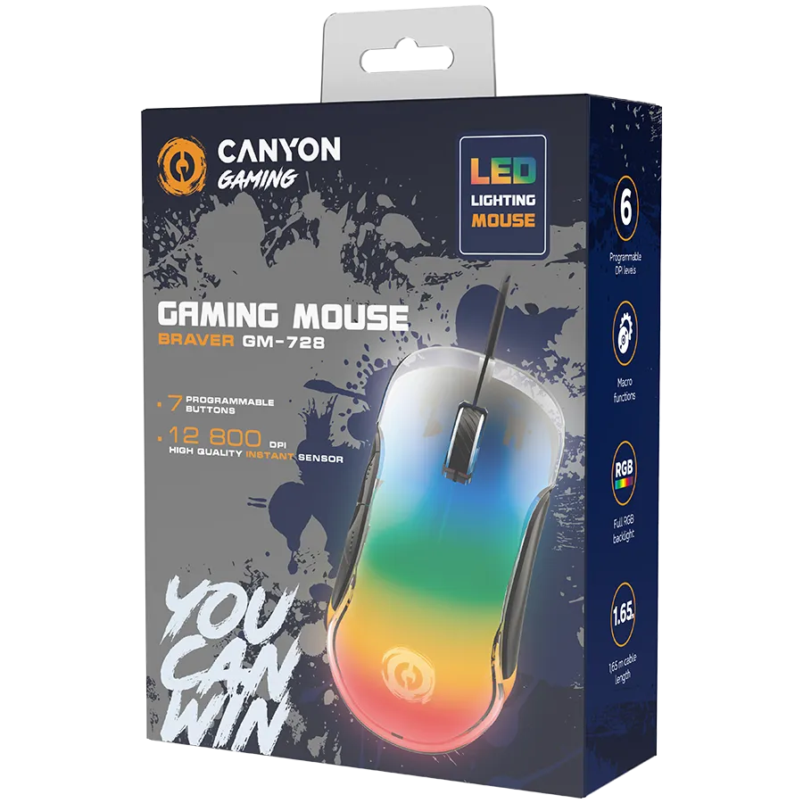 CANYON mouse Braver GM-728 LED Crystal 7buttons Wired Black — фото 4